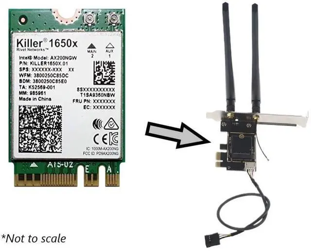 Alt view image 2 of 5 - AX1650x Killer Series Desktop Wi-Fi 6 Kit | 2.4 Gbps | Bluetooth 5.2 Support | PCIe x4 | No vPro AX200.NGWG.NVXX