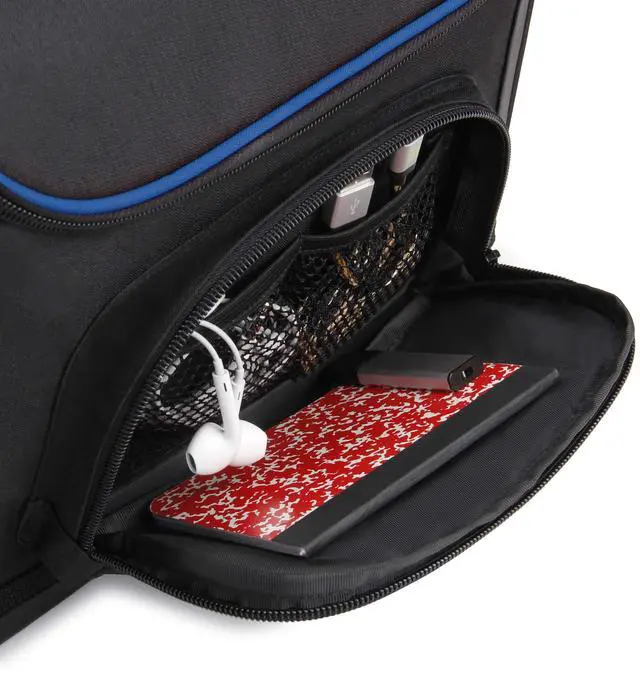 Alt view image 4 of 5 - USA GEAR Tablet Bag Compatible with 11 inch iPad Pro, 10.9 iPad Air, 10.2 inch Tablet - Compact Messenger Bag with Durable Exterior, Soft Adjustable Interior Fits Keyboard, Charger, More (Blue)