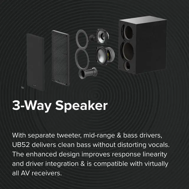 Alt view image 3 of 5 - ELAC Uni-Fi 2.0 UB52 Bookshelf Speakers (Pair), Black (UB52-BK)