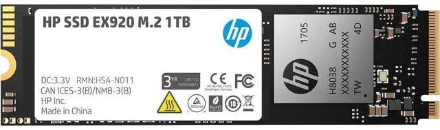 Main image of HP EX920 M.2 1TB PCIe 3.1 X4 Nvme 3D TLC NAND Internal Solid State Drive (SSD) Max 3200 Mbps 2Yy47Aa#ABC