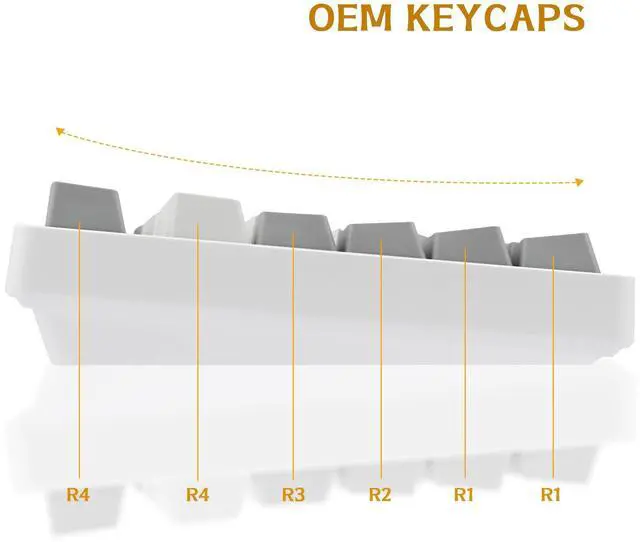 Alt view image 3 of 5 - Happy Balls PBT Keycaps Backlit Cherry MX Keyset Doubleshot OEM Profile Translucent for US Layout 61 68 75 84 87 96 98 104 108 MX Switches Mechanical Keyboard (Grey White Combo)