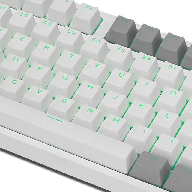 Alt view image 5 of 5 - Happy Balls PBT Keycaps Backlit Cherry MX Keyset Doubleshot OEM Profile Translucent for US Layout 61 68 75 84 87 96 98 104 108 MX Switches Mechanical Keyboard (Grey White Combo)