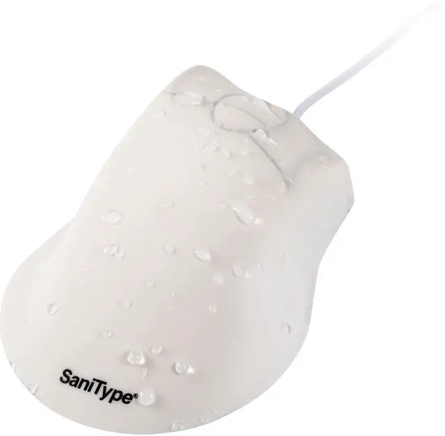 Main image of SaniType Professional-Grade Ergonomic Optical Washable Mouse with 3-Button Scroll (USB/PS2) (White) | OMST0C01-W