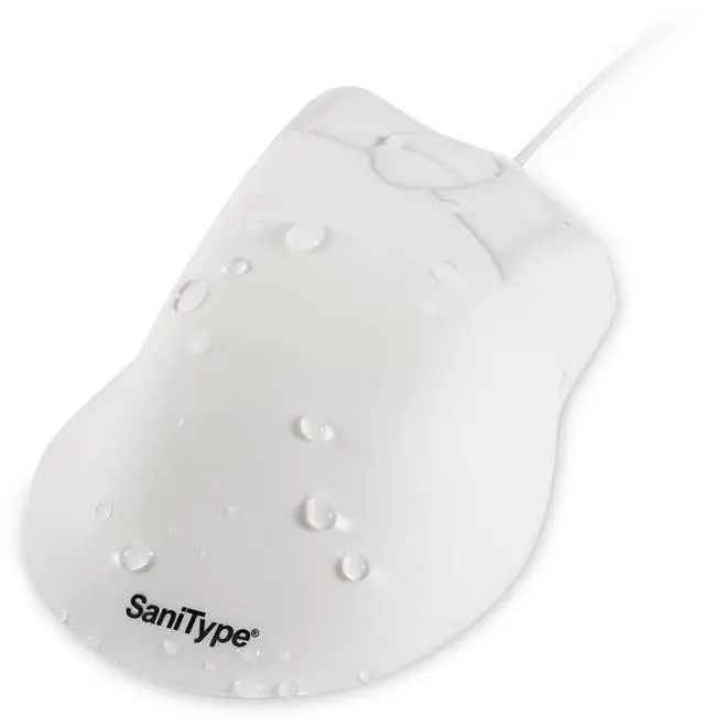 Alt view image 2 of 5 - SaniType Professional-Grade Ergonomic Optical Washable Mouse with 3-Button Scroll (USB/PS2) (White) | OMST0C01-W