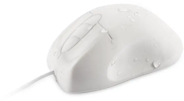 Alt view image 4 of 5 - SaniType Professional-Grade Ergonomic Optical Washable Mouse with 3-Button Scroll (USB/PS2) (White) | OMST0C01-W