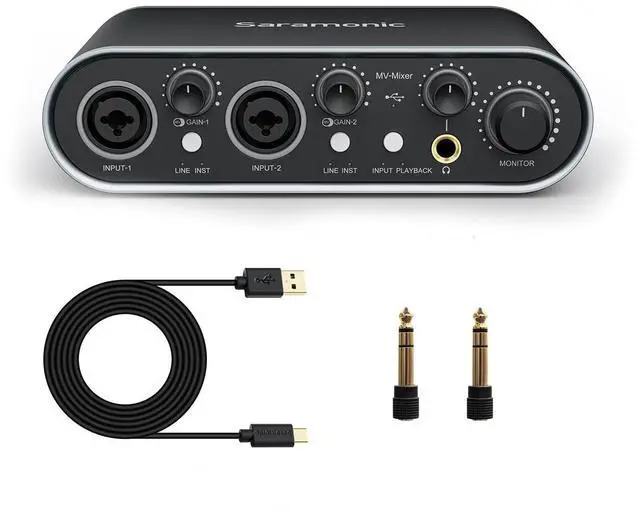 Main image of Saramonic MV-Mixer 2-Channel 24-bit/192kHz Audio Interface for Mac & Windows with 2x XLR-1/4 Combo Inputs for Mic, Instrument & Line Signals (MV-MIXER)