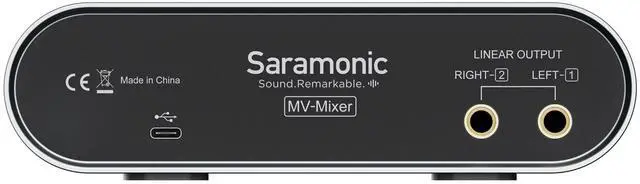 Alt view image 4 of 5 - Saramonic MV-Mixer 2-Channel 24-bit/192kHz Audio Interface for Mac & Windows with 2x XLR-1/4 Combo Inputs for Mic, Instrument & Line Signals (MV-MIXER)