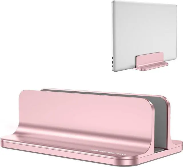 Main image of OMOTON Vertical Laptop Stand Holder, Desktop Aluminum Stand for MacBook with Adjustable Dock Size, Fits All MacBook, Surface, Chromebook and Gaming Laptops (Up to 17.3 inches), Rose Gold