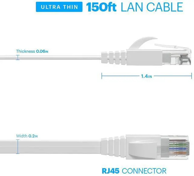 Alt view image 3 of 5 - Amcrest CAT6E 4K-Rated Video POE Ethernet Cable 150ft Internet High Speed Network Cable for PoE Security IP Cameras, Smart TV, PS4, Xbox One, Router, Laptop, Computer, Home (2PACK-CAT6ECABLE150)