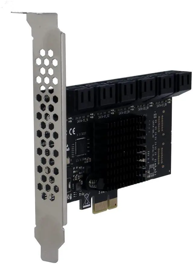 Alt view image 3 of 3 - Sedna PCIe 1x Gen 3 12 Port SATA Non-RAID Controller Card with Low Profile Bracket (SE-PCIE-SATA6G-12-LP)