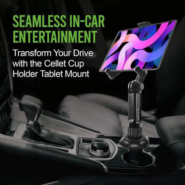Alt view image 3 of 5 - Cellet Cup Holder Tablet Mount, Car Cradle Holder Compatible for All iPad, Pro, Air, Mini Samsung Galaxy Tablet, Amazon Fire Microsoft Surface