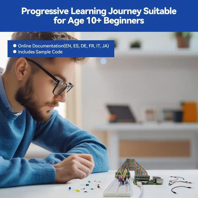 Alt view image 4 of 5 - SunFounder Da Vinci Starter Kit for Raspberry Pi 5 4B 3B B+ 400, Zero 2 W, Python C Java Scratch Node.js, Online Tutorials & Video Courses for Beginners & Experts (Raspberry PI NOT Included)