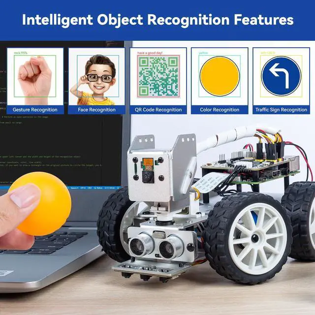 Alt view image 4 of 5 - SunFounder PiCar-X AI Video Robot Car Kit for Raspberry Pi 5/4/3B+/3B, ChatGPT-4o Enabled with Video Recognition, Python, Scratch, Camera, Mic, Rechargeable Batterry (RPI NOT Included)