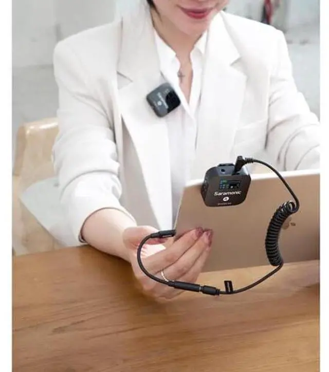 Alt view image 2 of 5 - Saramonic 2-Person Wireless Mic System with Premium Lavaliers for Cameras, Mobile Devices & More with Charging Case and TRS, TRRS, Lightning, USB-C Output Cables (Blink 900 B2) (Blink900 B2)