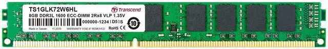Main image of Transcend DDR3L 1600 ECC-DIMM 8GB CL11 2Rx8 1.35V TS1GLK72W6H