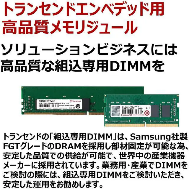 Alt view image 4 of 4 - Transcend DDR3L 1600 ECC-DIMM 8GB CL11 2Rx8 1.35V TS1GLK72W6H