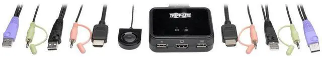 Alt view image 4 of 5 - Tripp Lite 2-Port USB HDMI Cable KVM Switch w/Audio/Video, Cables & USB Peripheral Sharing 1920 x 1200, 1080p (B032-HUA2),black