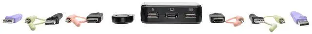 Alt view image 5 of 5 - Tripp Lite 2-Port USB HDMI Cable KVM Switch w/Audio/Video, Cables & USB Peripheral Sharing 1920 x 1200, 1080p (B032-HUA2),black