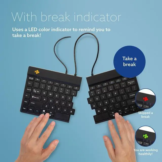 Alt view image 4 of 5 - R-Go Split Keyboard, Scissors Mechanism, Anti Carpal Tunnel Keyboard, 2 Part Ergonomic Design with Break Software, Ultra-Thin, QWERTY (US) Layout, USB-C Wired, Compatible with Windows/MacOS, Black