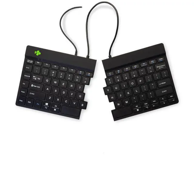 Main image of R-Go Split Keyboard, Scissors Mechanism, Anti Carpal Tunnel Keyboard, 2 Part Ergonomic Design with Break Software, Ultra-Thin, QWERTY (US) Layout, USB-C Wired, Compatible with Windows/MacOS, Black