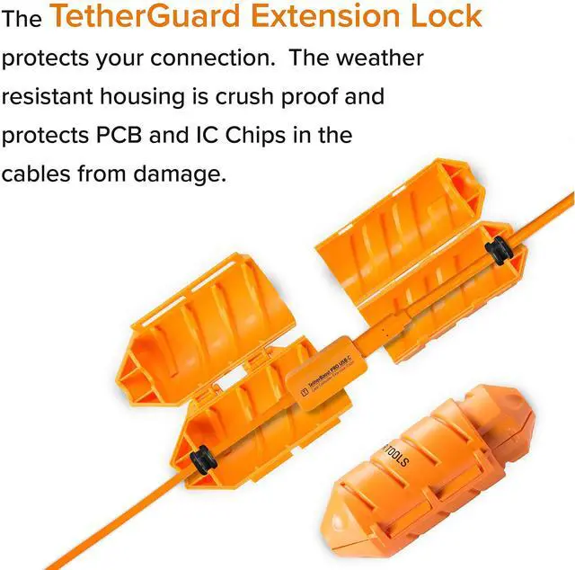 Alt view image 5 of 5 - Tether Tools TetherBoost Pro USB-C Cable System 31 ft. (9.4m) with Core Controller, TetherGuard Extension Lock (USB-C to C) and Cable Organization Case Large - Orange