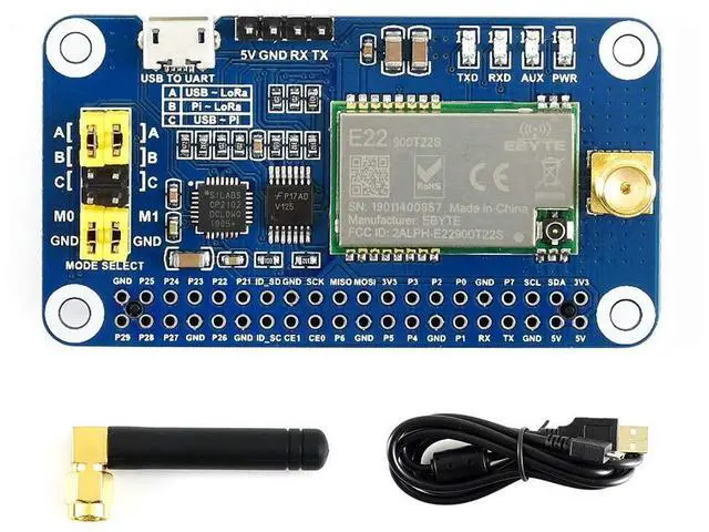 Main image of Waveshare SX1262/SX1268 LoRa HAT, Compatible with Raspberry Pi 5/4B/3B/Zero/Zero W/Zero 2W/Pico/Pico W/Pico WH, UART Interface, SX1262 915M LoRa HAT