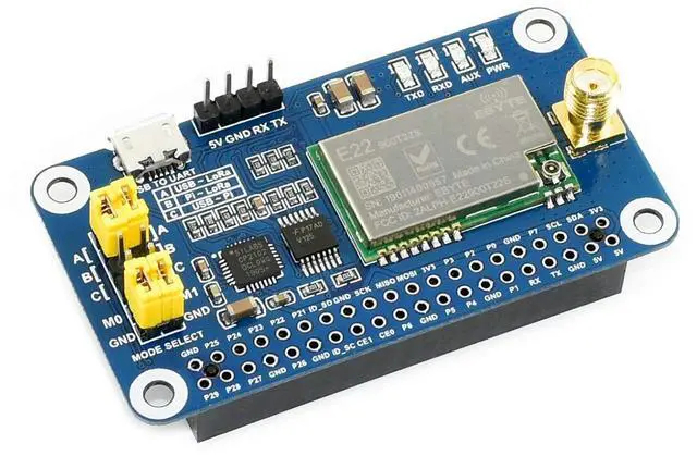 Alt view image 3 of 5 - Waveshare SX1262/SX1268 LoRa HAT, Compatible with Raspberry Pi 5/4B/3B/Zero/Zero W/Zero 2W/Pico/Pico W/Pico WH, UART Interface, SX1262 915M LoRa HAT