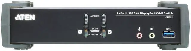 Alt view image 2 of 3 - ATEN CS1922 2-Port USB 3.0 4K DisplayPort KVMP Switch (Cables Included)