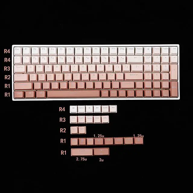 Alt view image 2 of 5 - YMDK 108 122 Double Shot Backlit Blush Keycaps PBT Shine Through OEM Profile Keycap for MX Mechaniccal Keyboard 61 68 84 87 104
