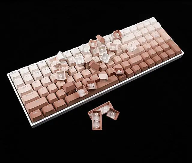 Alt view image 4 of 5 - YMDK 108 122 Double Shot Backlit Blush Keycaps PBT Shine Through OEM Profile Keycap for MX Mechaniccal Keyboard 61 68 84 87 104