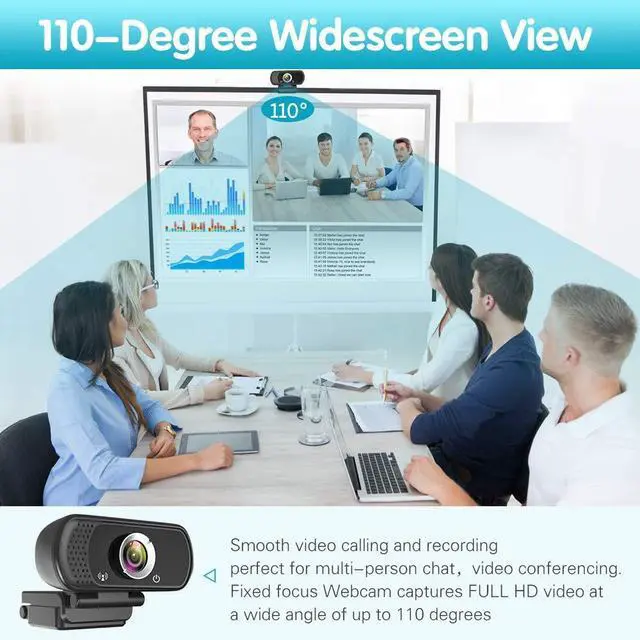 Alt view image 3 of 5 - GoHZQ Webcam 1080p, Wide Angle Web Camera with Microphone, USB External Camera for Computer Monitor MacBook PC Laptop Desktop, HD Face Cam for Streaming