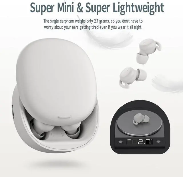 Alt view image 3 of 5 - Damipow Wireless Sleep Earbuds, Bluetooth 5.3 Noise Blocking Sleep Headphones for Side Sleepers, Invisible Sleep Earphones Women Men for Sleeping, Snoring, Work and Traveling, 2024 Version (Ivory)