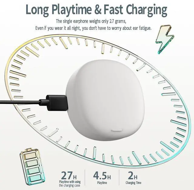 Alt view image 4 of 5 - Damipow Wireless Sleep Earbuds, Bluetooth 5.3 Noise Blocking Sleep Headphones for Side Sleepers, Invisible Sleep Earphones Women Men for Sleeping, Snoring, Work and Traveling, 2024 Version (Ivory)