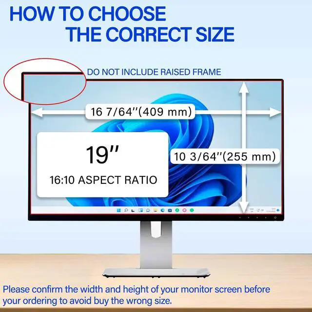 Alt view image 5 of 5 - Ceydebne 19 Inch Privacy Screen for Monitor with 16:10 Widescreen Monitor Blue Light Screen Protector - Anti-Glare - Anti-Scratch Protector Film for Data Confidentiality Privacy Shield [2 Pack]