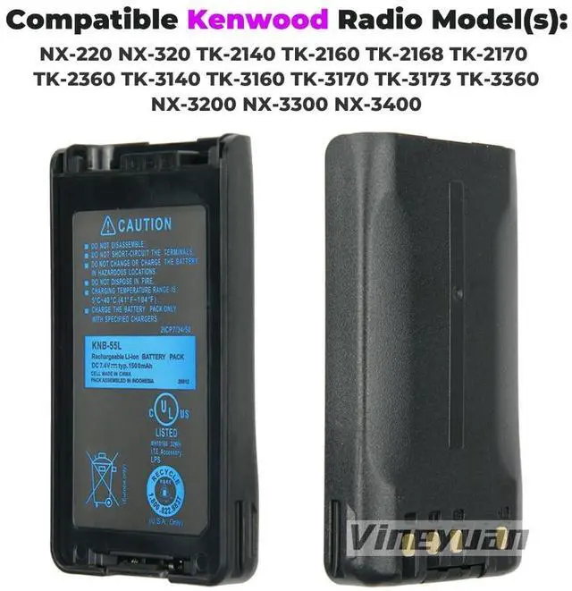 Alt view image 2 of 5 - Vineyuan KNB-55L Replacement Battery for Kenwood NX-3200 NX-3300 NX-3400 TK-3360, TK-3160, TK-2170, TK-3173, TK-3170, TK-2360, NX-320, TK-3140, TK-2160 Walkie Talkies Battery