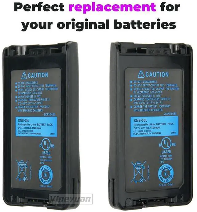 Alt view image 4 of 5 - Vineyuan KNB-55L Replacement Battery for Kenwood NX-3200 NX-3300 NX-3400 TK-3360, TK-3160, TK-2170, TK-3173, TK-3170, TK-2360, NX-320, TK-3140, TK-2160 Walkie Talkies Battery
