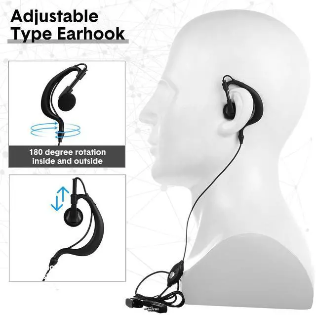 Alt view image 5 of 5 - 30 Pcs Walkie Talkie Earpiece with Mic 2 Pin Two Way Radio Ear Piece Microphone Earbud Bulk Single Wire Earhook Headset Compatible with Baofeng UV-5R BF-888S Arcshell Retevis H-777 RT21 RT22