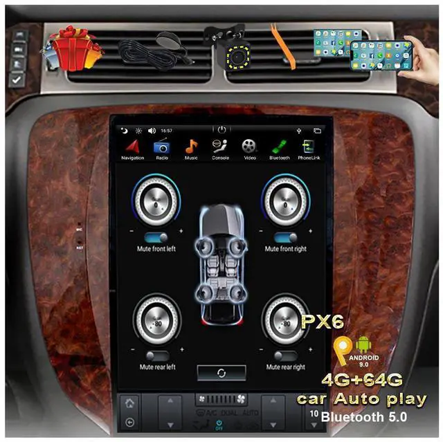 Main image of 2024 New 12.1 inch Android Car Stereo Radio GPS Navigation for GMC Yukon Sierra Chevrolet Tahoe Avalanche Silverado Suburban Vertical Screen PX6 4G+64G in Dash Kit Multimedia Player Head Unit