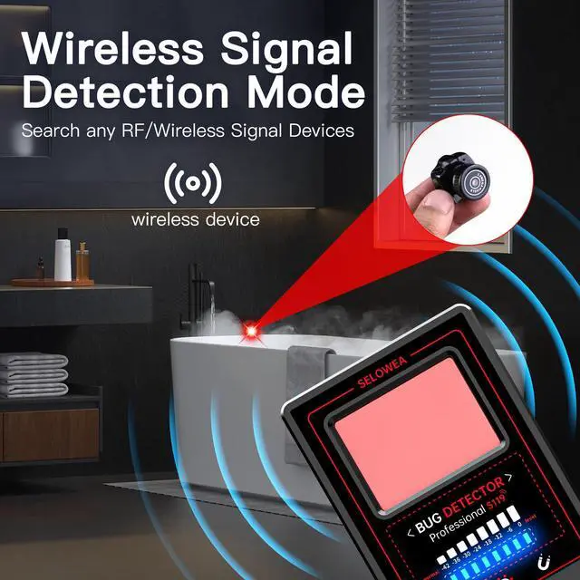 Alt view image 4 of 5 - SELOWEA Hidden Camera Detectors, Anti Spy, Car GPS Tracker, Portable RF Signal Finder, Bug Sweeper, Listening Device Detector for Airbnb Office Car Hotel Travel