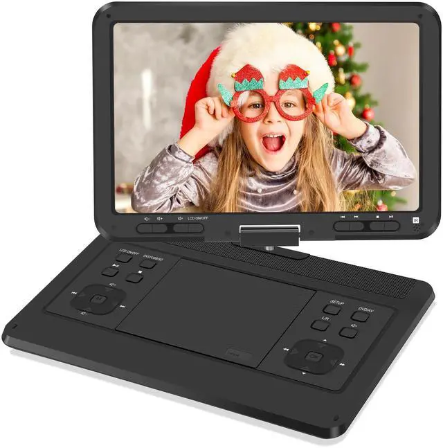 Main image of 16.9'' Portable DVD Player with 14.1 HD Large Swivel Screen, DVD Player Portable with Screen Buttons for Easy Control, 6 Hrs Battery, Car Charger, Region Free, Support USB/SD Card, Black