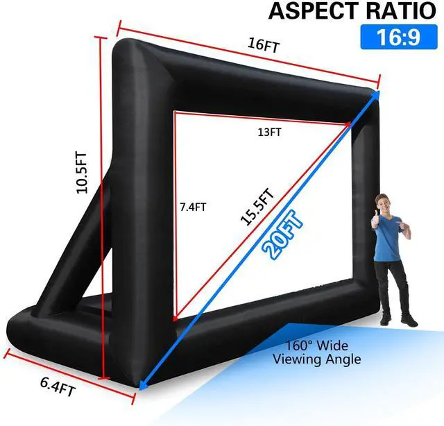 Alt view image 5 of 5 - GZKYYLEGS 20 Feet Inflatable Outdoor and Indoor Theater Projector Screen - Includes Air Blower, Tie-Downs and Storage Bag - Portable, Supports Front and Rear Projection