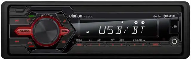 Main image of CLARION FZ309 Car Stereo Media Player (Does NOT Play CD) Single Din, Bluetooth, Remote Control, AM-FM, 45 WTS x 4, Front USB and AUX inputs, Equalizer, Detachable Front, USB Charge 1A