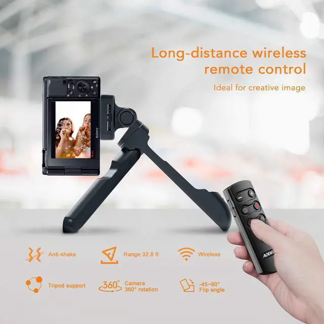 Alt view image 2 of 5 - AODELAN Mini Shooting Grip and Tripod with Wireless Remote Shutter for Sony ZV-E10 ZV-1 A7SM3 A7C A7RIV 9 7RIV 7RIII 7III RX0II RX100M7 Camera for Still Photo and Video Recording, Replace GP-VPT2BT