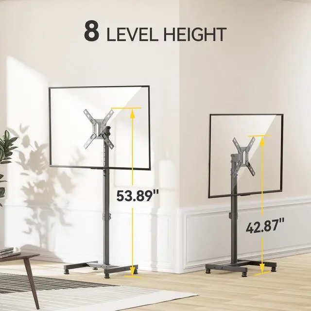 Alt view image 3 of 5 - AM alphamount TV Floor Stand for 13-50 inch Flat/Curved TVs up to 44 lbs, 8 Level Height Adjustable Monitor Floor TV Stand with VESA 200x200, Portable TV Mount Stand for Living Room, Bedroom, Office