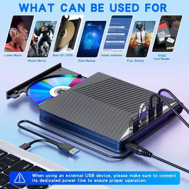 Alt view image 2 of 4 - 7-in-1 External Compatible with Blu ray Drive Player Read/Write Compatible with Bluray Drive USB 3.0 and Type-C DVD Compatible with Blu ray Burner Compatible with/Win7/Win8/Win10/ Mac OS