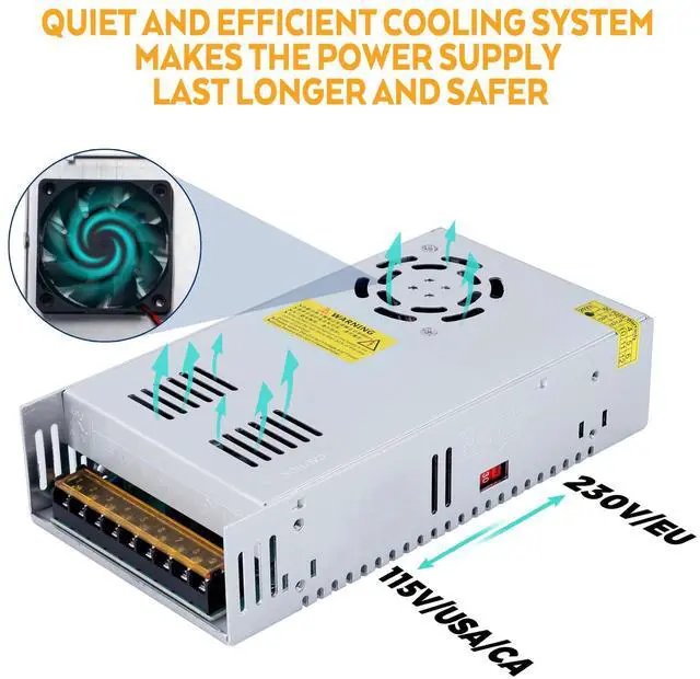 Alt view image 3 of 5 - 12V 50A 600W DC Switching Power supply Adapter PSU AC-DC 12Volt Industrial Transformer Converter 0-40/25amps LED drive Light Lamp Meter Electric Printer Semiconductor Motor Pump Fan Cool SMPS 110V/220