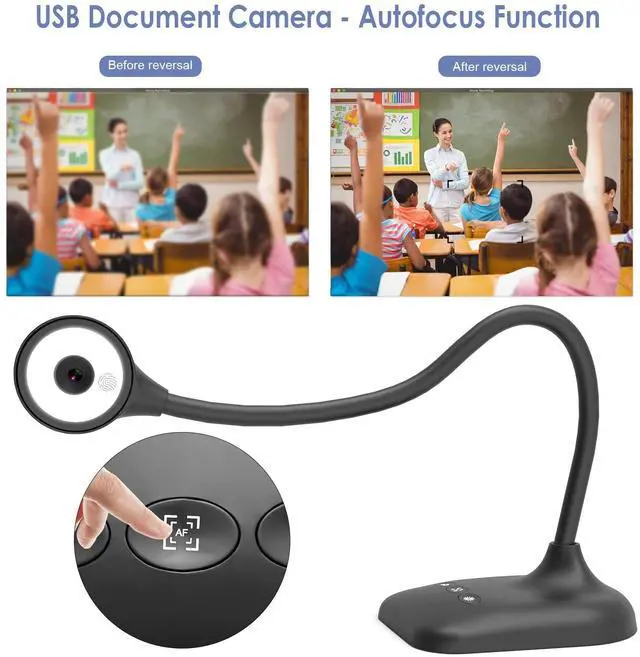 Alt view image 3 of 5 - PAKOTOO USB Document Camera for Teachers, Webcam/Doc Camera for Classroom with A3 Format, 3-Level LED Lights, Image Invert, Fold, Dual mic for Mac OS, Windows, Zoom, OBS Work with Distance Learning