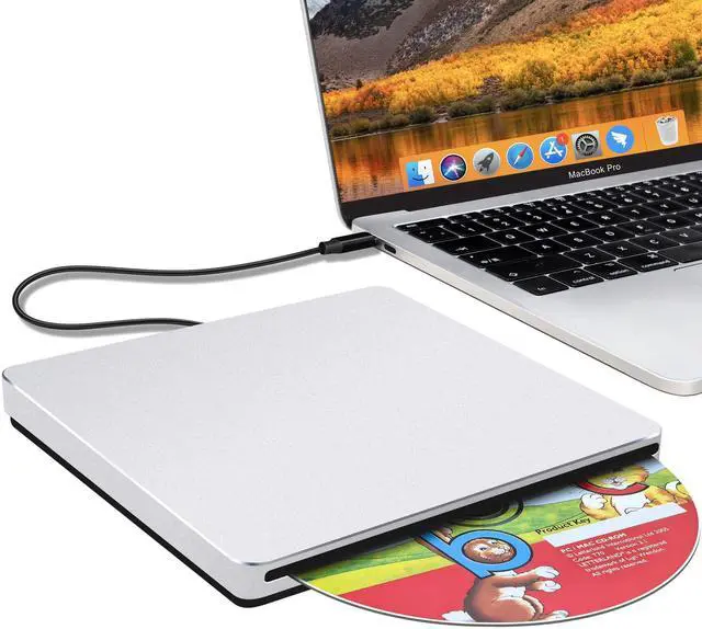 Main image of NOLYTH External CD DVD Drive: Plug & Play for Laptop Mac MacBook PC Windows - Portable High-Transfer USB C Burner for Music/Movie/Data Backup - Slot-in Aluminum with USB 3.0 Adapter(Silver)