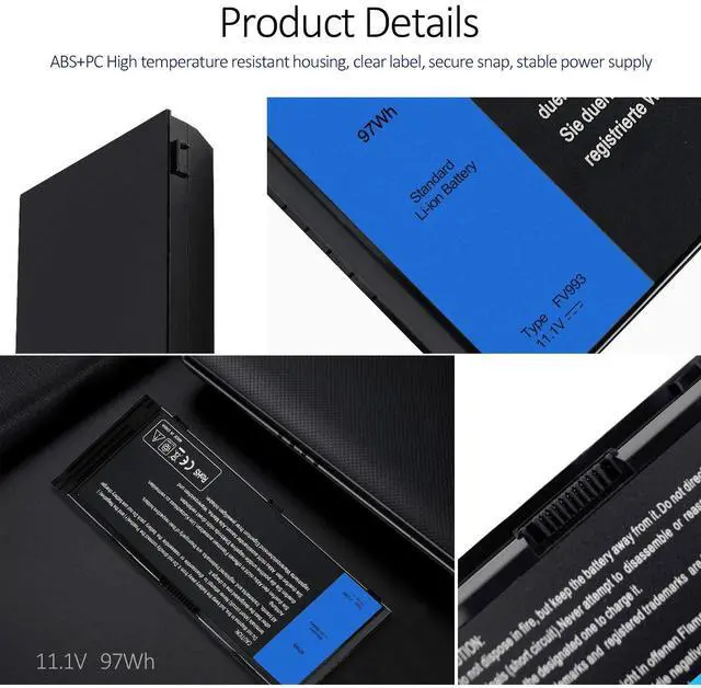 Alt view image 4 of 5 - SOLICE New M4800 M6800 FV993 Laptop Battery Compatible with Dell Precision M4600 M4700 M6700 M6600 Series,Fits FJJ4W KJ321 PG6RC V7M28 R7PND Laptop [11.1V 97Wh]-12 Months Quality Assurance (QA)