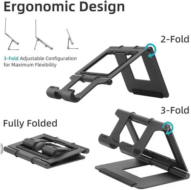 Alt view image 2 of 5 - Rmour Ridge Stand  Adjustable Aluminum Laptop Stand, Portable Ergonomic Design with Cable Organizer & Travel Case, Compatible with MacBook, Dell, HP, More  Space-Saving & Heat-Dissipating -Black